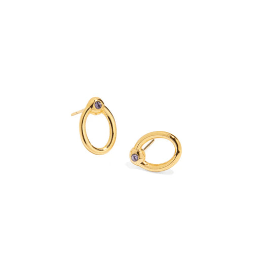 The Lilac Glow – Oval Spark Stud Earrings