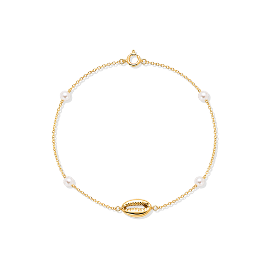 Seashell & Pearl Gold Bracelet