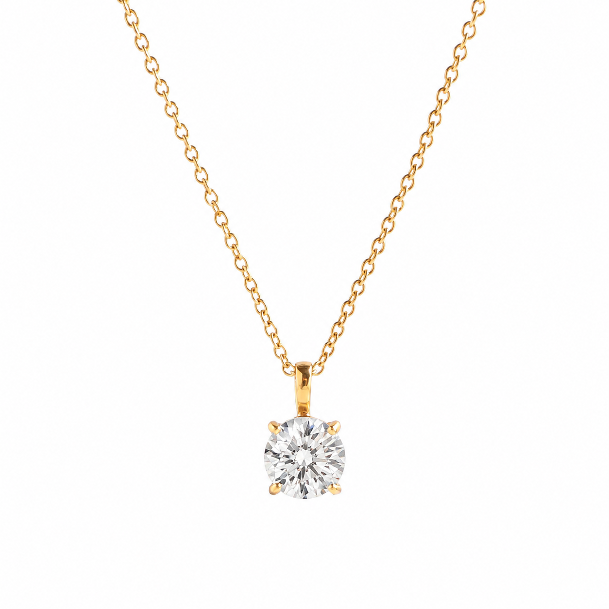 Kayla solitaire zircon pendant necklace in 18K gold
