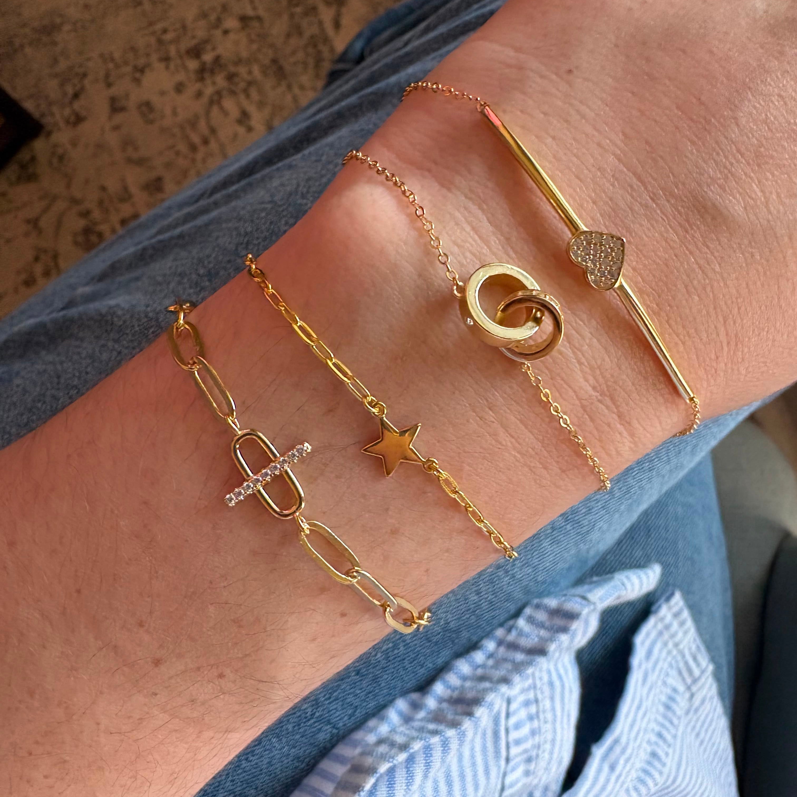 Paperclip Star Gold Bracelet | Sterling Silver | Fanie Marie