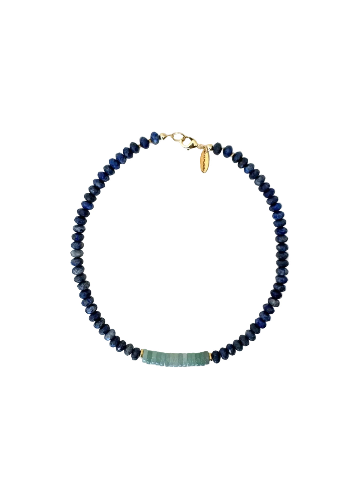 Santorini lapis lazuli and aventurine beaded necklace with gold accents