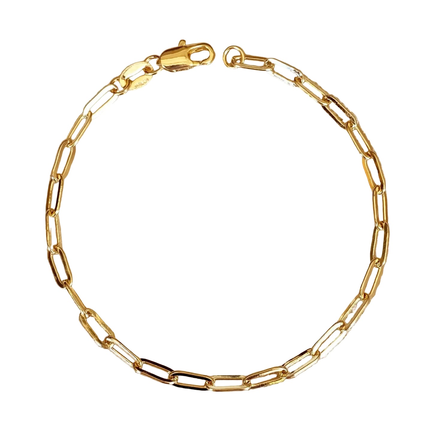 Everyday short link paperclip bracelet in 18K gold-filled, front view