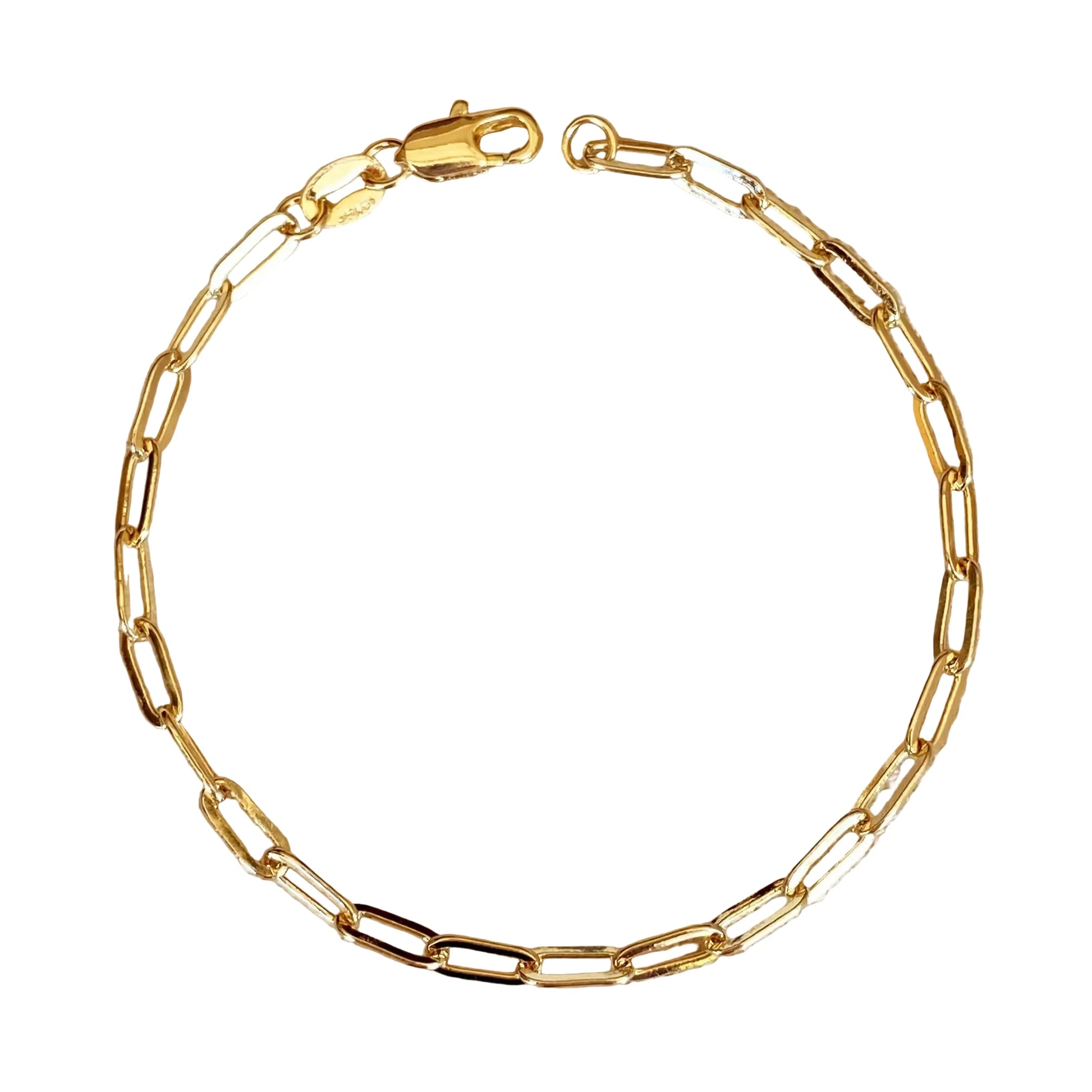 Everyday short link paperclip bracelet in 18K gold-filled, front view