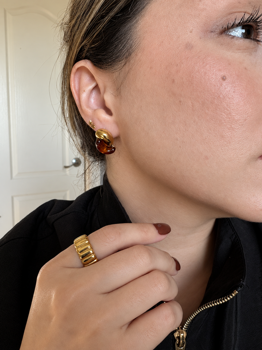 Priscilla Twisted Amber Stud Earrings