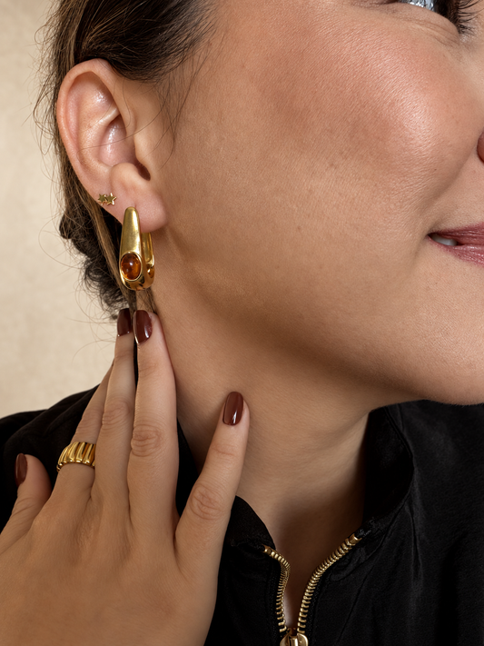 Sabine Brown Marble Hoop Earrings