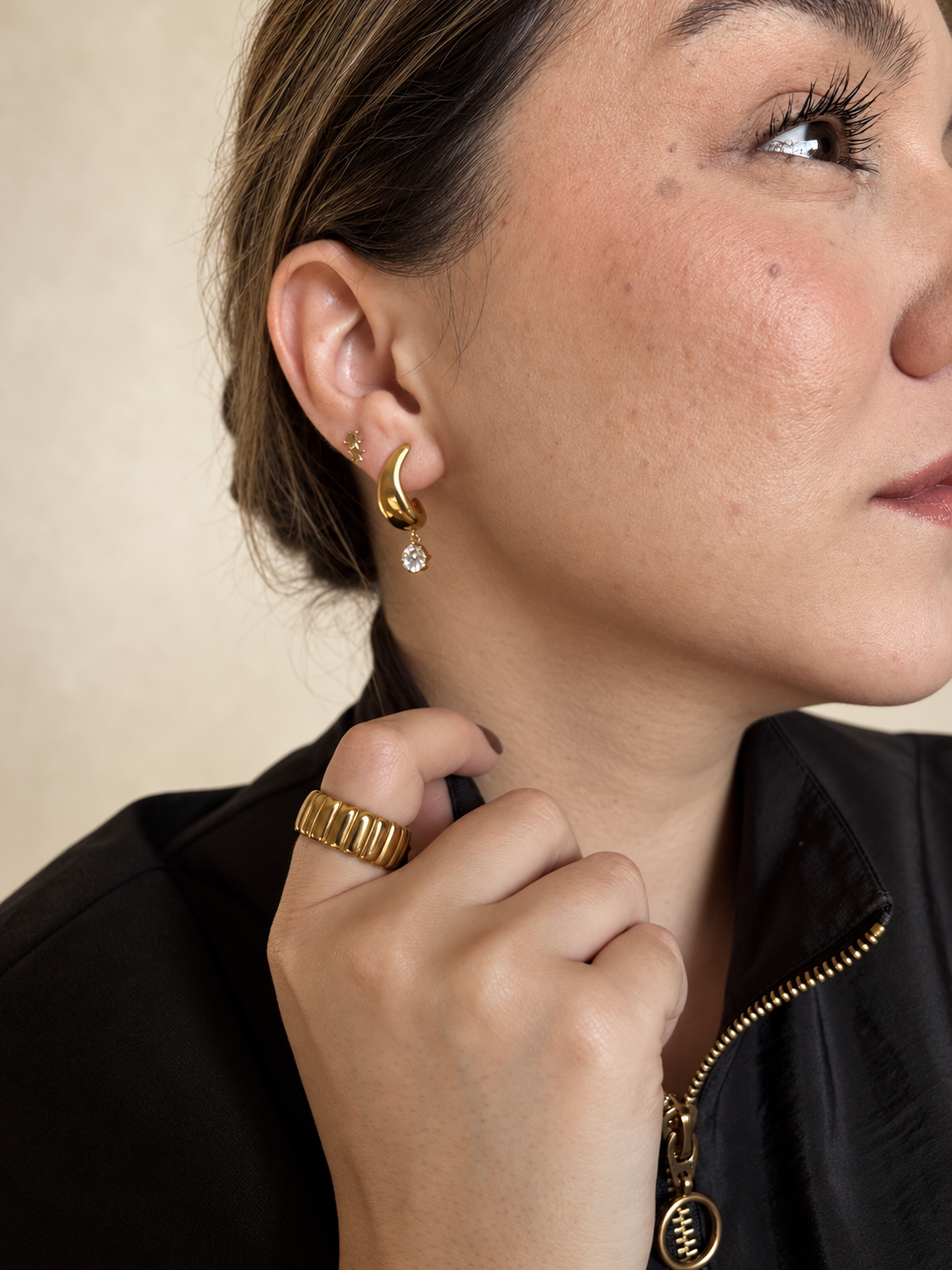 Ines Wave Zircon Hoop Earrings