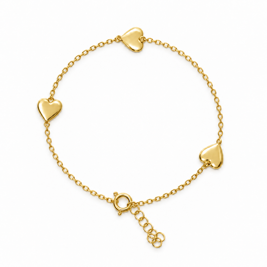 Triple Heart Gold Bracelet