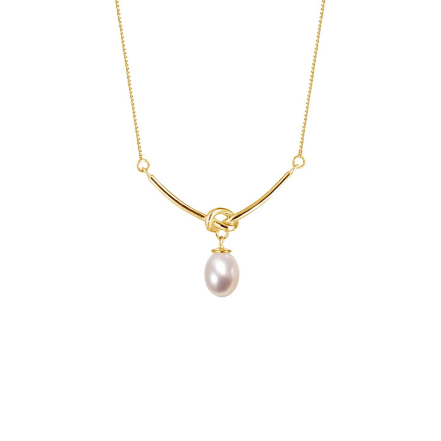 Golden Knot Pearl Necklace