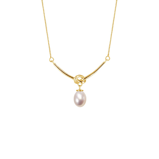 Golden Knot Pearl Necklace