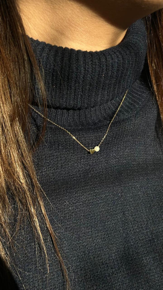 Golden Necklace Heart Pearl