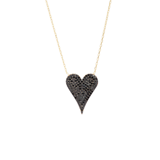 Onyx Black Heart Spark Necklace