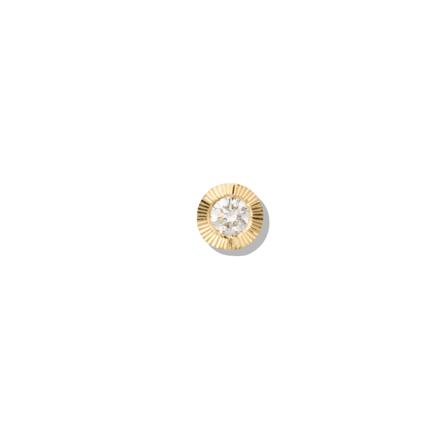Solid 10K gold textured bezel clear CZ stud earrings, 2.5mm, screw-back