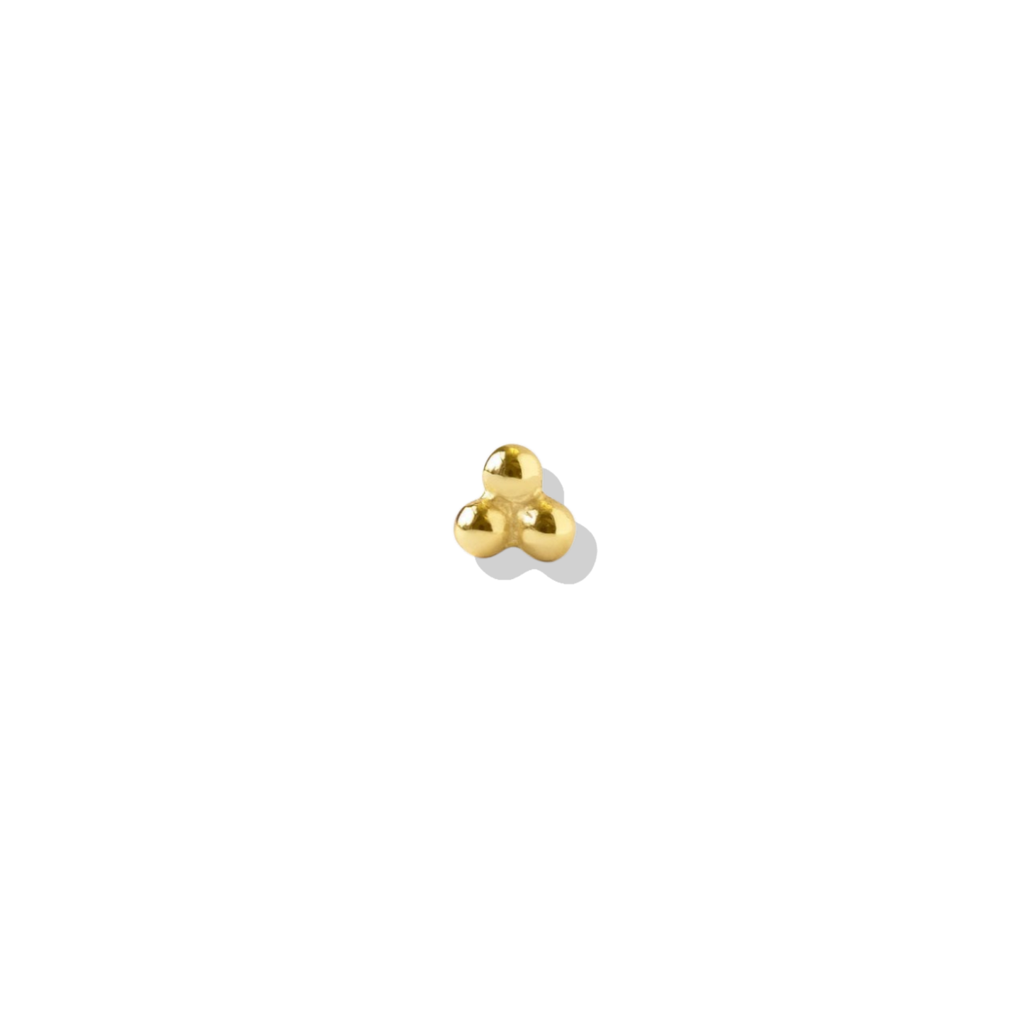 Solid 10K gold triple ball trinity stud earrings, 3mm, screw-back