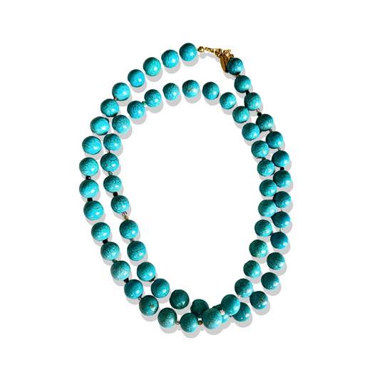 Double Strand or single turquoise howlite necklace with gold chain
