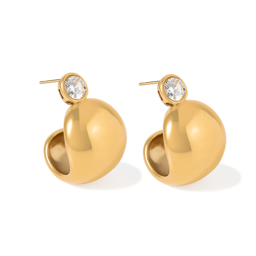 Bianca Chubby Zircon Hoop Earrings - 18K gold-plated stainless steel