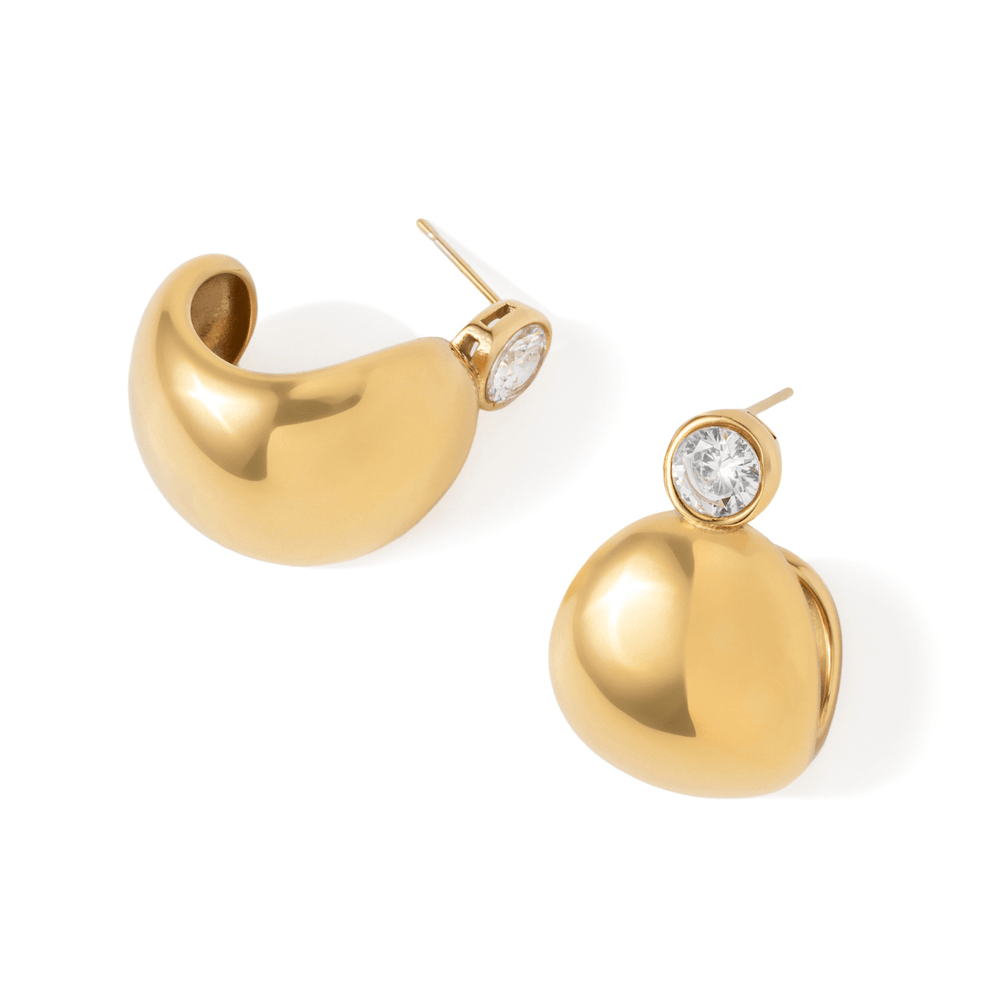 Bianca Chubby Zircon Hoop Earrings - 18K gold-plated stainless steel