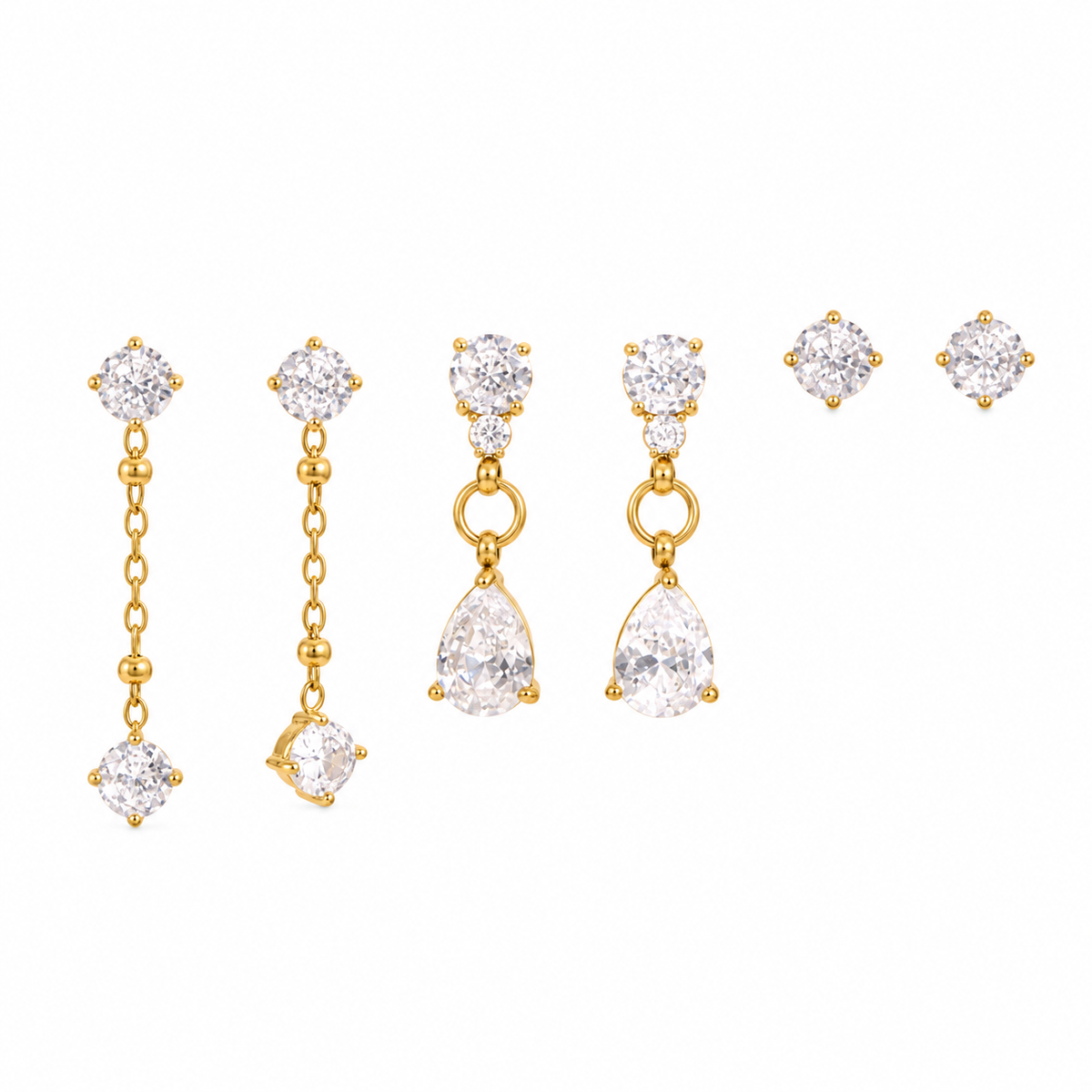 Katie Silver Zircon Trio Earring Set - stainless steel