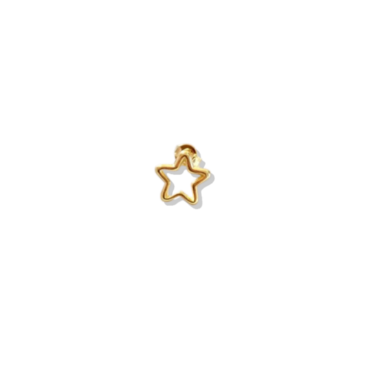 Solid 10K gold open star stud earrings, 5mm, screw-back
