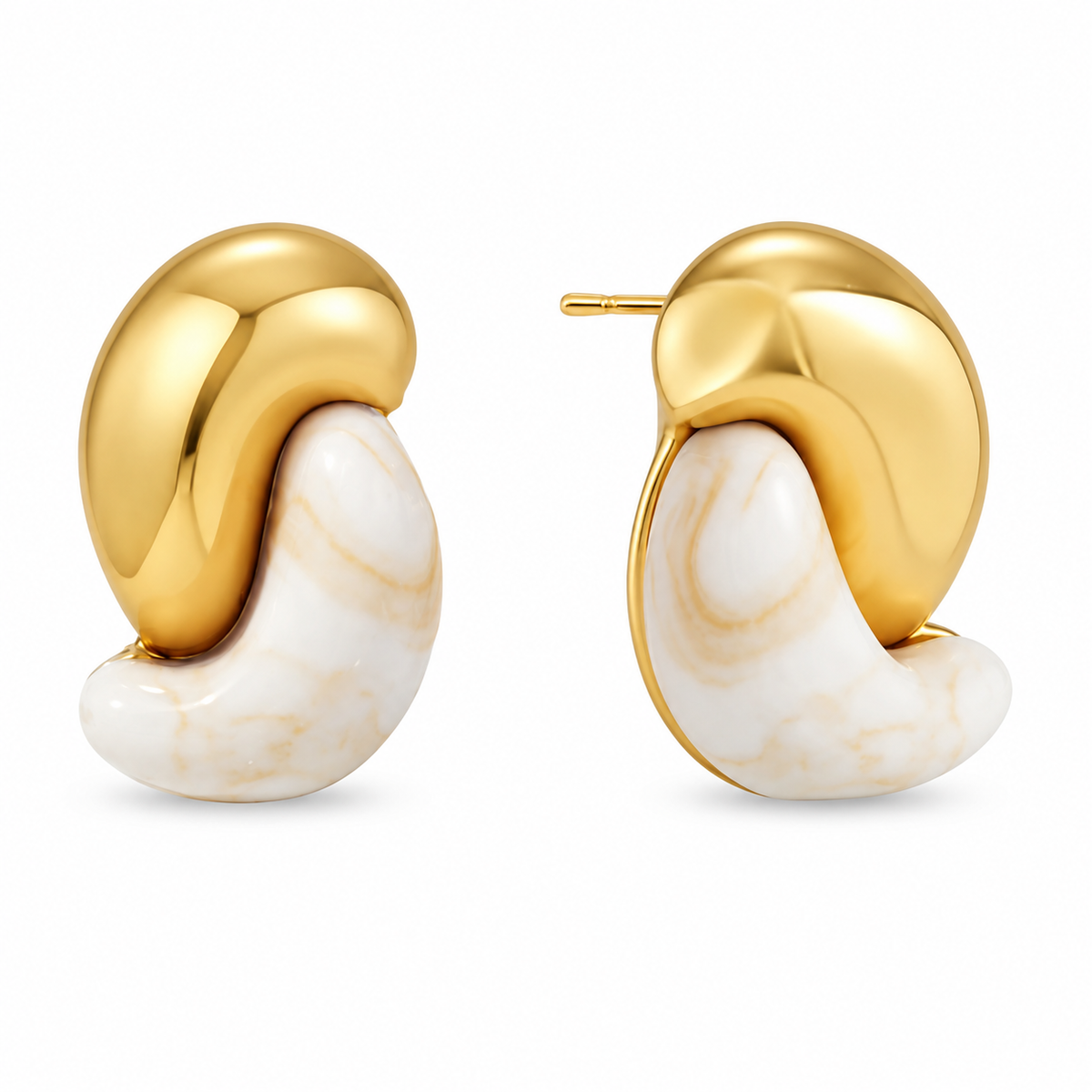 Priscilla Twisted Ivory Stud Earrings - 18K gold-plated stainless steel